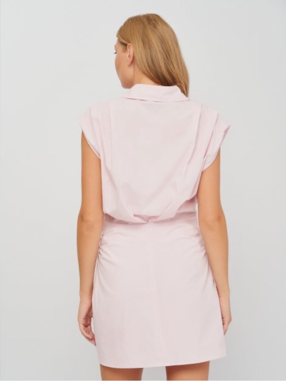 ZARA POPLIN DRESS WITH GATHERED DETAIL PINK 100% COTTON SIZE small - Picture 6 of 16